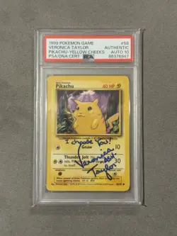 VERONICA TAYLOR AUTOGRAPH Pikachu Base Set 58/102 Unlimited PSA 10 AUTO Pokemon - Image 1