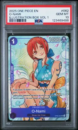 2025 ONE PIECE PROMOS ILLUSTRATION BOX VOL.1 #062 O-NAMI PSA 10 - Image 1