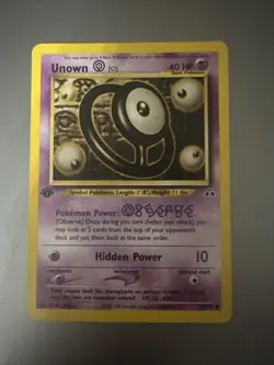 1st Edition Unown O 69/75 Neo Discovery Pokemon Card 2001 WOTC Vintage - Image 1