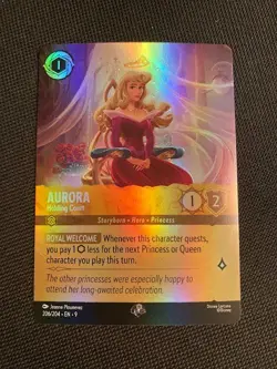 2025 DISNEY LORCANA TCG FABLED AURORA HOLDING COURT EPIC CARD 206/204 EN 9 - Image 1