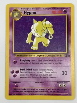 Hypno 23/62 Pokemon Fossil Non-Holo Rare WotC Vintage Moderately Played - Image 1