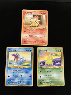 World Hobby Fair Promos Totodile Cyndaquil Chikorita Japanese Pokemon WOTC Neo - Image 1