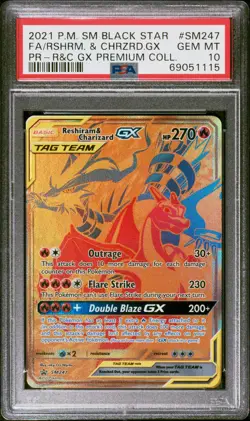 2021 Pokemon Reshiram & Charizard GX Sun & Moon Black Star Promo #SM247 PSA 10 - Image 1