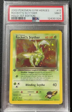 2000 Pokemon Gym Heroes 1st Edition Holo Rocket's Scyther #13 PSA 9 MINT - Image 1