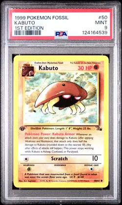 1999 POKEMON FOSSIL 1ST EDITION #50 KABUTO PSA 9 - Image 1