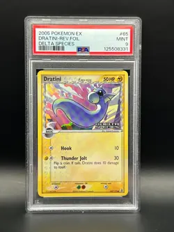 PSA 9 Mint- Dratini Reverse Foil 65/113 Pokemon 2005 EX Delta Species - Image 1