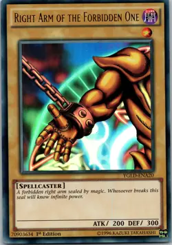Yugioh Right Arm of the Forbidden One YGLD-ENA20 1st Edition Ultra Rare NM - Image 1