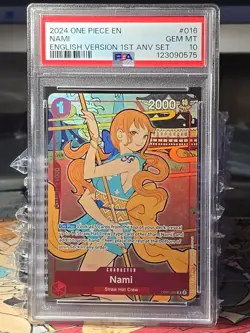 One Piece Nami OP01-016 English Version (1st Anniversary Set) - PSA 10 - Image 1