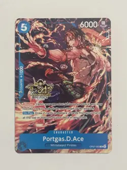 One Piece Card Game Portgas D. Ace 3rd Anniversary Promo Alt Art OP07-053 NM - Image 1
