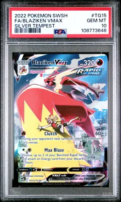 Blaziken Vmax Full Art #TG15 PSA 10 2022 Sword & Shield Silver Tempest Pokemon - Image 1