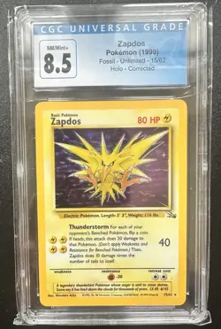 Zapdos Holo 15/62 - Fossil Set - CGC 8.5 Graded Pokemon Card 1999 - Image 1
