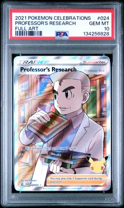 2021 POKEMON CELEBRATIONS #024 FULL ART/PROFESSOR'S RESEARCH PSA 10 - Image 1