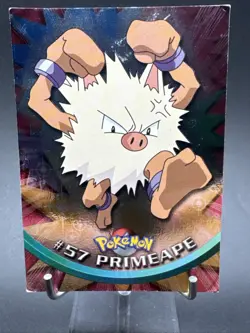 Pokemon #57 PRIMEAPE 1999 TOPPS TV Animation Rare Holo Foil - Image 3