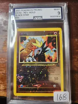 Vintage Pokemon 2001 Entei Black Star Promo Movie Rev.Holo #34 Graded AGS 9 Mint - Image 1