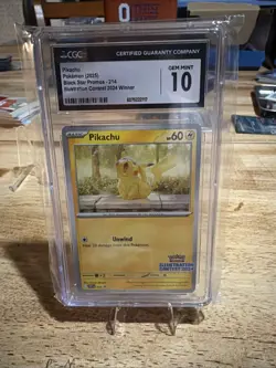 2025 POKEMON SVP EN-SV BLACK STAR PROMO ILLUSTRATION CONTEST 2024 PIKACHU CGC 10 - Image 1