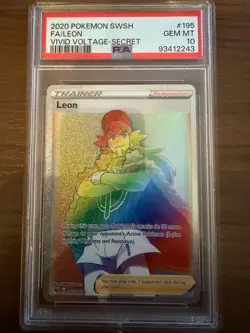 PSA 10 2020 POKEMON SWORD & SHIELD VIVID VOLTAGE #195 FA/LEON - SECRET - Image 1