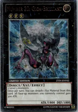 Yugioh Number 20: Giga-Brilliant ZTIN-ENV02 Limited Edition Ultimate Rare NM - Image 1