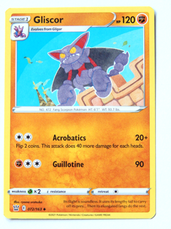 Gliscor 072/163 (NM, Pokemon Card, Battle Styles, 2021, Fighting, Uncommon) - Image 1