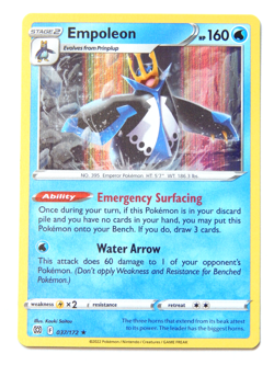 Empoleon 037/172 (NM, Pokemon Card, Brilliant Stars, 2022, Water, Holo Rare) - Image 1