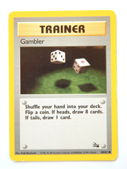 Gambler 60/62 (LP, Pokemon Card, Vintage, Fossil, 1999, Trainer, Common) - Image 1