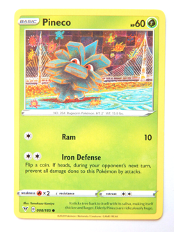 Pineco 008/185 NM Pokemon TCG Card Vivid Voltage ENG 2020 Grass Common - Image 1