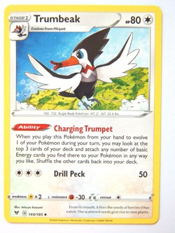 Trumbeak 144/185 (NM, Pokemon Card, Vivid Voltage, 2020, Colorless, Uncommon) - Image 1
