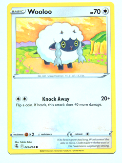 Wooloo 222/264 (NM, Pokemon Card, Fusion Strike, 2021, Colorless, Common) - Image 1