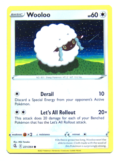 Wooloo 221/264 (NM, Pokemon Card, Fusion Strike, 2021, Colorless, Common) - Image 1