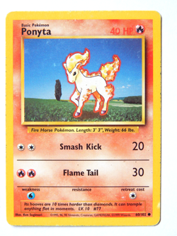 Ponyta 60/102 (MP, Pokemon Card, Vintage, 1999, Base Set, Fire, Common) - Image 1