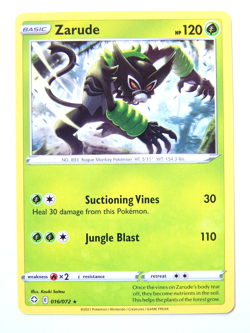 Zarude 016/072 (NM, Pokemon Card, Shining Fates, 2021, Grass, Rare) - Image 1