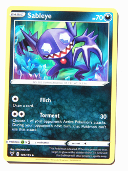 Sableye 105/185 (NM, Pokemon Card, Vivid Voltage, 2020, Darkness, Uncommon) - Image 1