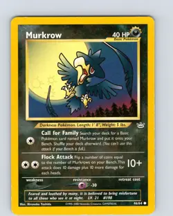 Pokemon TCG Murkrow Neo Revelation 46/64 Unlimited Common Card WOTC MP-LP - Image 1