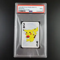 PSA 9 Pikachu Three of Clubs Graded Pokemon Mini Bicycle Card - Image 1