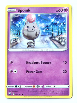 Spoink 055/163 (NM, Pokemon Card, Battle Styles, 2021, Psychic, Common) - Image 1