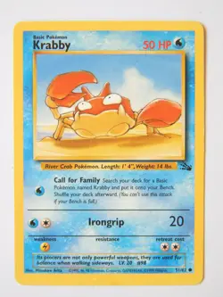 Krabby 51/62 (LP, Pokemon Card, Vintage, Fossil, 1999, Water, Common) - Image 1