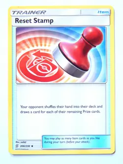 Reset Stamp 206/236 (NM, Pokemon Card, Unified Minds, 2019, Item, Uncommon) - Image 1