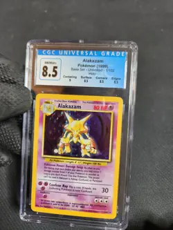 1999 Pokemon Base Set Unlimited Alakazam Holo Rare Graded Card CGC 8.5 like PSA - Image 2