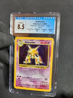 1999 Pokemon Base Set Unlimited Alakazam Holo Rare Graded Card CGC 8.5 like PSA - Image 3