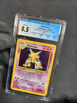 1999 Pokemon Base Set Unlimited Alakazam Holo Rare Graded Card CGC 8.5 like PSA - Image 4
