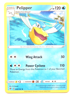 Pelipper 042/192 (NM, Pokemon Card, Rebel Clash, 2020, Water, Uncommon) - Image 1