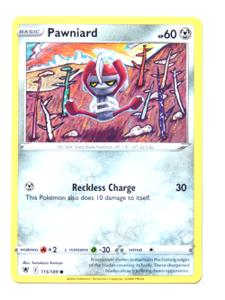 Pawniard 115/189 (NM, Pokemon Card, Astral Radiance, 2022, Metal, Common) - Image 1