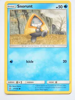 Snorunt 37/236 (NM, Pokemon Card, Unified Minds, 2019, Water, Common) - Image 1