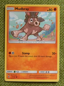 Mudbray 77/147 (NM, Pokemon Card, Burning Shadows, 2017, Fighting, Common) - Image 1