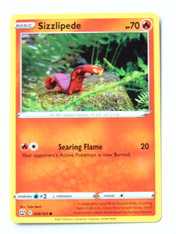 Sizzlipede 029/163 (NM, Pokemon Card, Battle Styles, 2021, Fire, Common) - Image 1