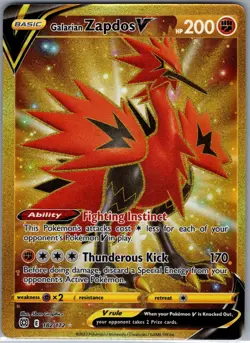 Galarian Zapdos V (Secret) 182/172 SWSH09: Brilliant Stars - Pokemon Card - NM - Image 1