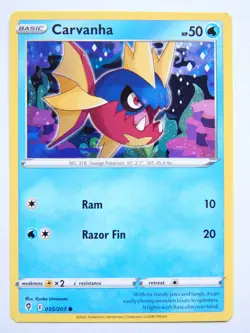 Carvanha 035/203 (NM, Pokemon Card, Evolving Skies, 2021, Water, Common) - Image 1