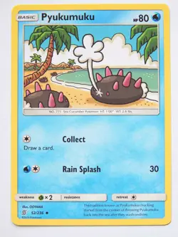 Pyukumuku 52/236 (NM, Pokemon Card, Unified Minds, 2019, Water, Uncommon) - Image 1