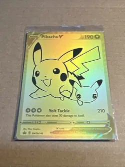 Pokemon Pikachu V SWSH145 Gold Holo TCG Promo Card UPC 25th Anniversary Sealed - Image 1