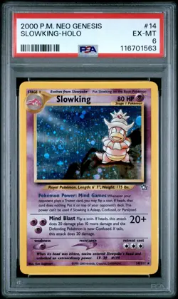 2000 POKEMON NEO GENESIS #14 SLOWKING-HOLO PSA 6 EX-MT - Image 1