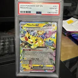 2024 Pokemon SSP EN-Surging Sparks Pikachu EX PSA 10 #057 - Image 1